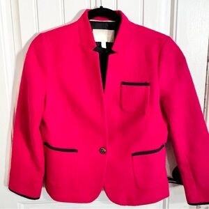 Banana Republic Pink And Navy Tweed Blazer Women’s 8 Petite Cropped Jacket